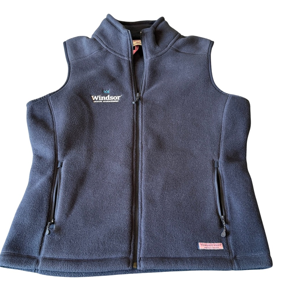 Vineyard Vines Womens Navy Blue Full Zip Fleece Vest Windsor Wealth Management M